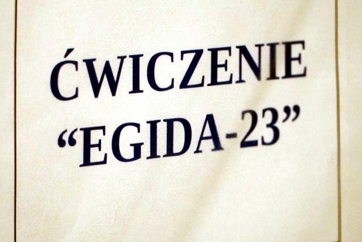 Plansza z napisem Ćwiczenie Egida-23