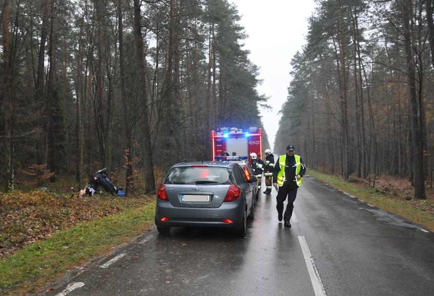 Miejsce wypadku na trasie Lidzbark - Nowy Zieluń