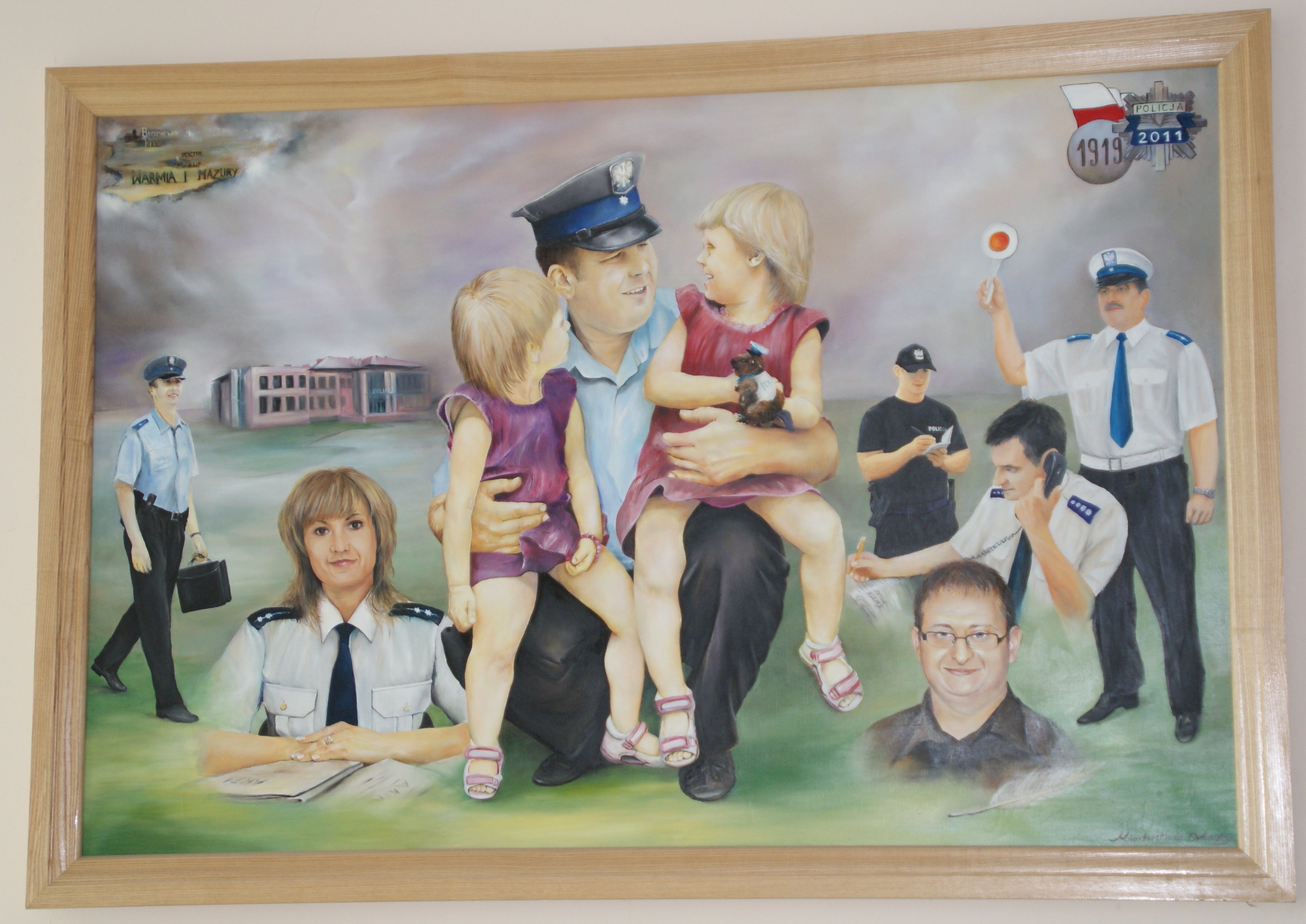 Jeden z obrazów w braniewskiej komendzie policji, które współtworzył st.asp.Marcin Orłowski